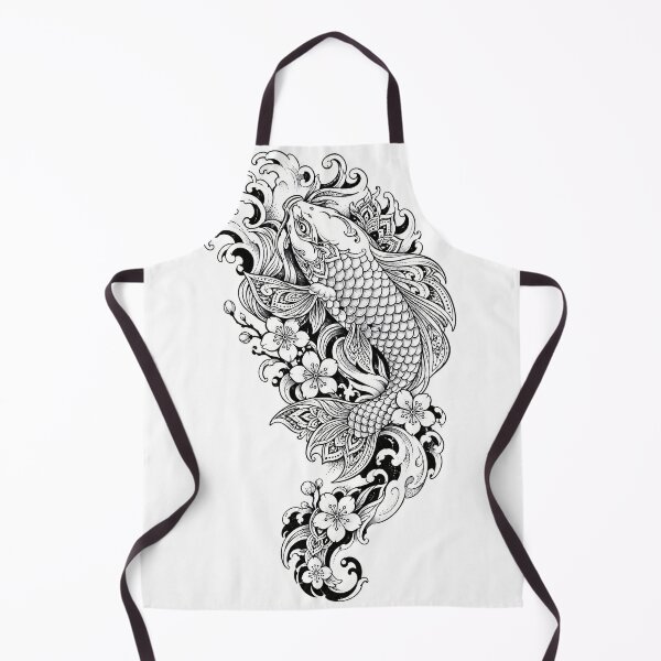 Item preview, Japanese Koi Fish Mandala Art | Black and White Floral Koi Illustration | Sacred Geometry Animal Mandala | Zen Wall Art Print designed and sold by suryabumblee.