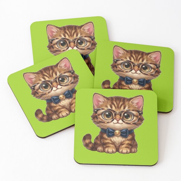 Item preview, Cute Tabby Kitten Wearing Glasses and Bow Tie Nerd Cat Art designed and sold by Northern Glow Art.