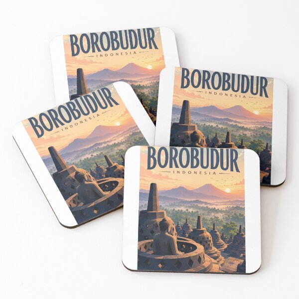 Item preview, Borobudur Temple Central Java Indonesia with Mount Merapi Sunrise designed and sold by Aryabek.