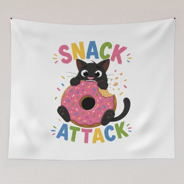 Item preview, Cute Black Cat Snack Attack Donut designed and sold by Joseego.