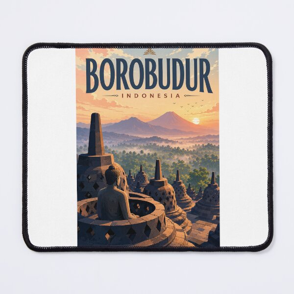 Item preview, Borobudur Temple Central Java Indonesia with Mount Merapi Sunrise designed and sold by Aryabek.