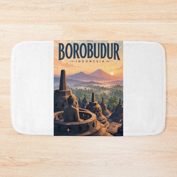 Item preview, Borobudur Temple Central Java Indonesia with Mount Merapi Sunrise designed and sold by Aryabek.