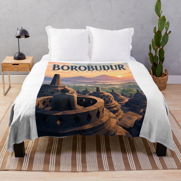 Item preview, Borobudur Temple Central Java Indonesia with Mount Merapi Sunrise designed and sold by Aryabek.