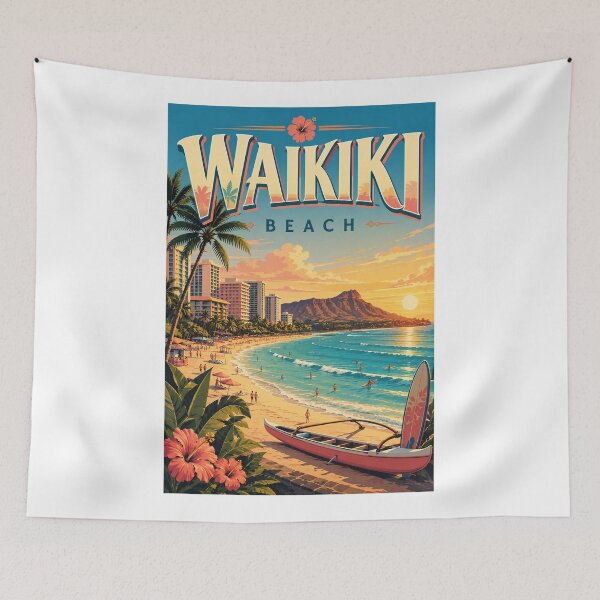 Item preview, Waikiki Beach and Diamond Head Honolulu Oahu Hawaii designed and sold by Aryabek.
