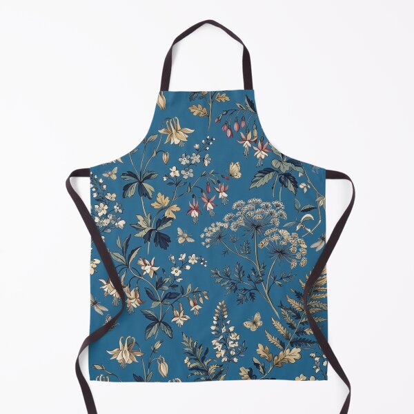 Item preview, Cobalt Blue Botanical Wildflower Pattern – Vintage Herbarium Print designed and sold by FawnFeatherCo.
