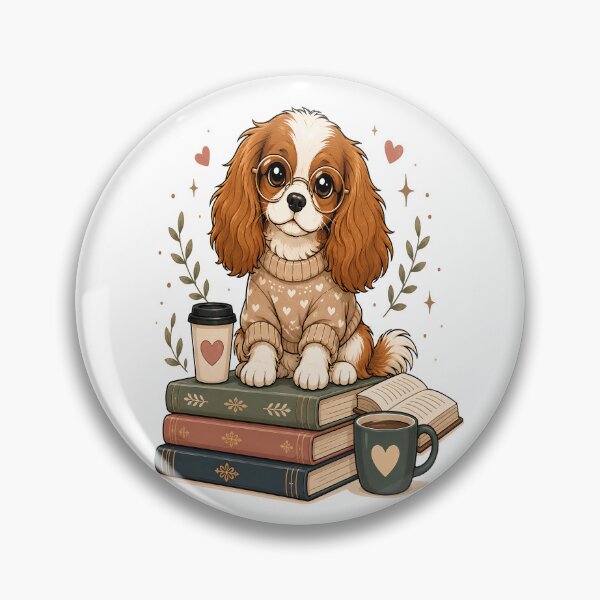 Item preview, Book Lover Cavalier King Charles Spaniel | Cute Reading Dog Cartoon | Cozy Coffee & Books Art designed and sold by Moh-nd-Eg.