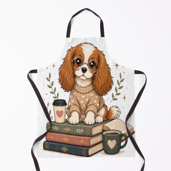 Item preview, Book Lover Cavalier King Charles Spaniel | Cute Reading Dog Cartoon | Cozy Coffee & Books Art designed and sold by Moh-nd-Eg.