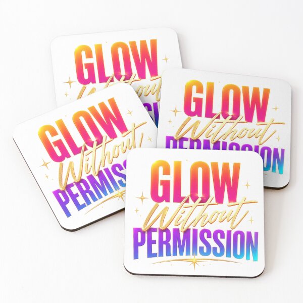 Item preview, Glow Without Permission. Bold Motivational Typography Quote. Neon Gradient Inspirational Aesthetic Design designed and sold by Aarvya Fashion Club ( A.F.C ).