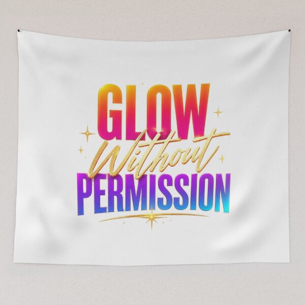 Item preview, Glow Without Permission. Bold Motivational Typography Quote. Neon Gradient Inspirational Aesthetic Design designed and sold by Aarvya Fashion Club ( A.F.C ).