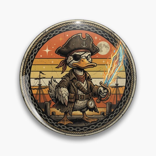 Item preview, Retro Space Pirate Duck Plasma Cutlass Vintage Badge designed and sold by DuckOddity.