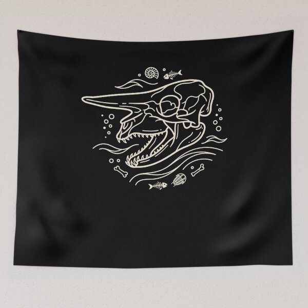 Item preview, Prehistoric Dinosaur Skull Marine Fossil Line Art designed and sold by snowry.