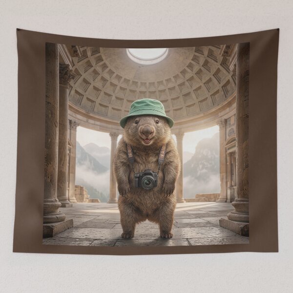 Item preview, Wombat Tourist Visits an Ancient Temple designed and sold by Tridentulus.
