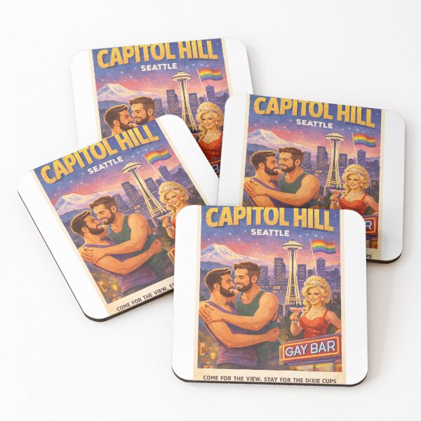 Item preview, Capitol Hill Seattle Space Needle Mount Rainier LGBTQ Nightlife Landmark designed and sold by StampMyPassport.