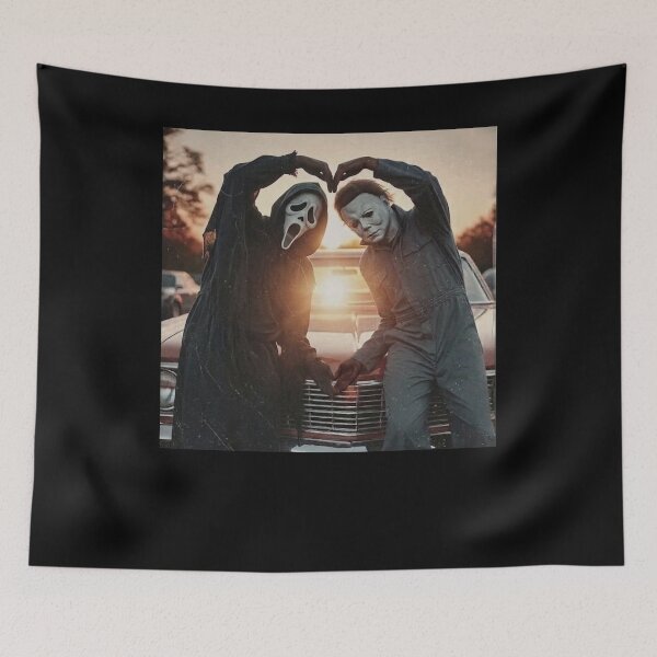 Item preview, Funny Halloween Tshirts Michael Myers And Ghostface Heart Hands designed and sold by Dibarassi.