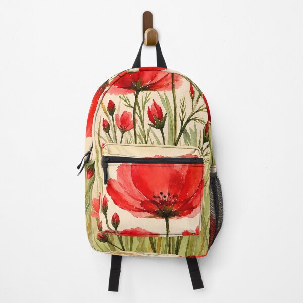 Item preview, Watercolor garden of red flowers with a colored background designed and sold by SuperMama1973.