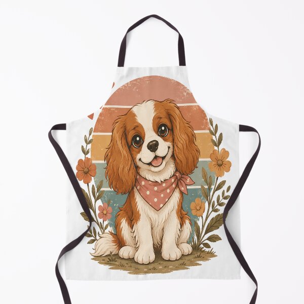Item preview, Cute Cavalier King Charles Spaniel Vintage Cartoon | Floral Puppy Art | Dog Lover Gift designed and sold by Moh-nd-Eg.