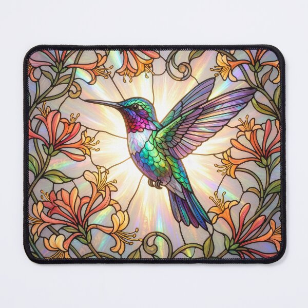 Item preview, Stained Glass Style Hummingbird with Trumpet Vines designed and sold by Tridentulus.