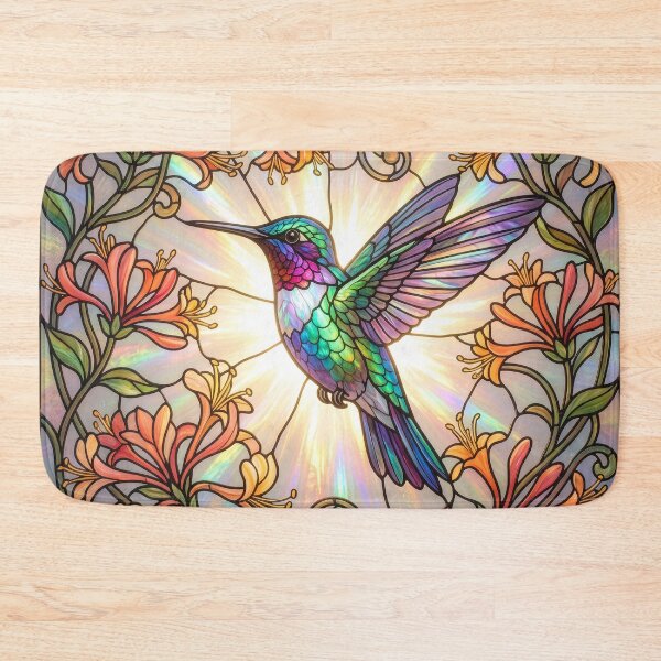 Item preview, Stained Glass Style Hummingbird with Trumpet Vines designed and sold by Tridentulus.