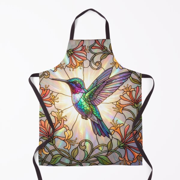 Item preview, Stained Glass Style Hummingbird with Trumpet Vines designed and sold by Tridentulus.