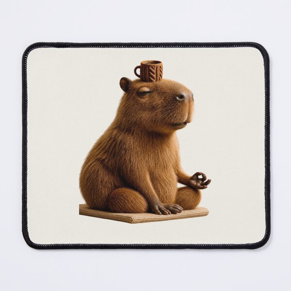 Item preview, Meditating Capybara with a Coffee Cup designed and sold by knitcorner26.