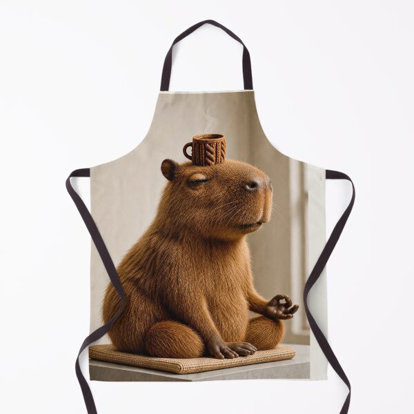 Item preview, Meditating Capybara with a Coffee Cup designed and sold by knitcorner26.