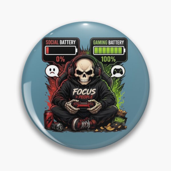 Item preview, Social Battery 0 Gaming Battery 100 Gamer Skull Meme designed and sold by Northern Glow Art.
