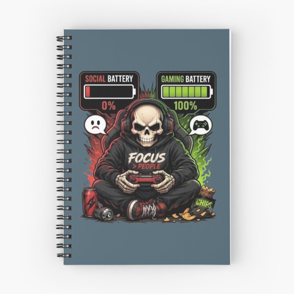 Item preview, Social Battery 0 Gaming Battery 100 Gamer Skull Meme designed and sold by Northern Glow Art.
