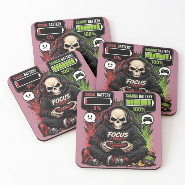 Item preview, Social Battery 0 Gaming Battery 100 Gamer Skull Meme designed and sold by Northern Glow Art.