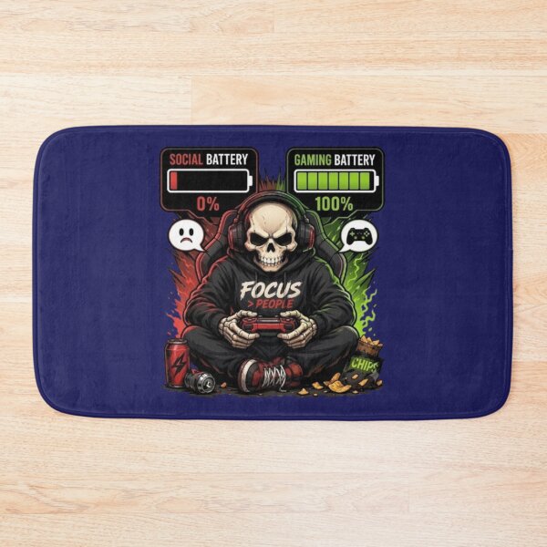 Item preview, Social Battery 0 Gaming Battery 100 Gamer Skull Meme designed and sold by Northern Glow Art.