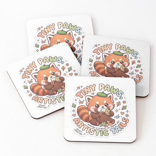 Item preview, Cute Kawaii Tiny Paws Artistic Tails Red Panda Sticker | Anime Style Quiet Crafter Origami Chibi Art | Crafting Sticker designed and sold by Chipkooo.