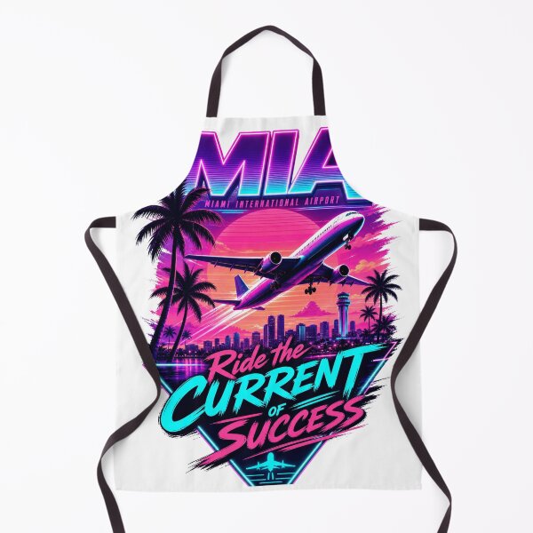 Item preview, MIA Synthwave Neon – Ride the Current of Success – Miami Airport Retro Art designed and sold by bobscraze.