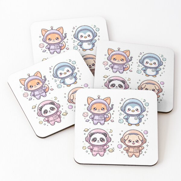 Item preview, Kawaii Astronaut Animals Set - Fox Penguin Panda Dog Space Squad designed and sold by Ala'Salem| Cute Characters, Real Moods.