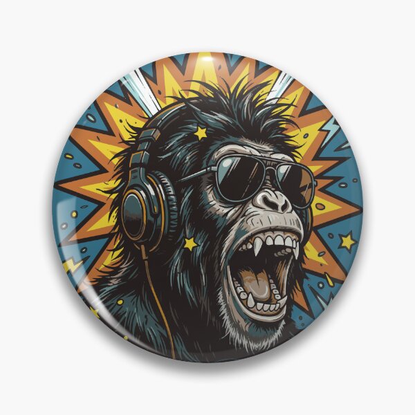 Item preview, Boom Chimpanzee – Screaming Chimp with Headphones Pop Art Design designed and sold by chriswo-design.