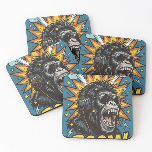 Item preview, Boom Chimpanzee – Screaming Chimp with Headphones Pop Art Design designed and sold by chriswo-design.