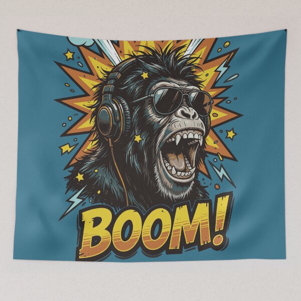 Item preview, Boom Chimpanzee – Screaming Chimp with Headphones Pop Art Design designed and sold by chriswo-design.