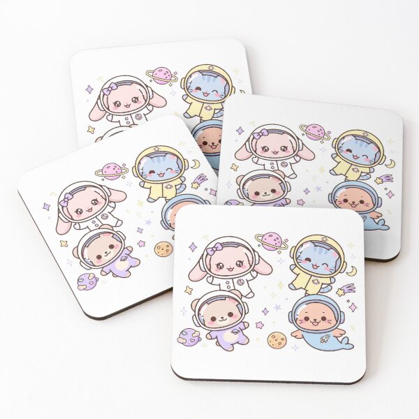 Item preview, Cute Kawaii Astronaut Animals - Pastel Galaxy Space Friends Squad designed and sold by Ala'Salem| Cute Characters, Real Moods.