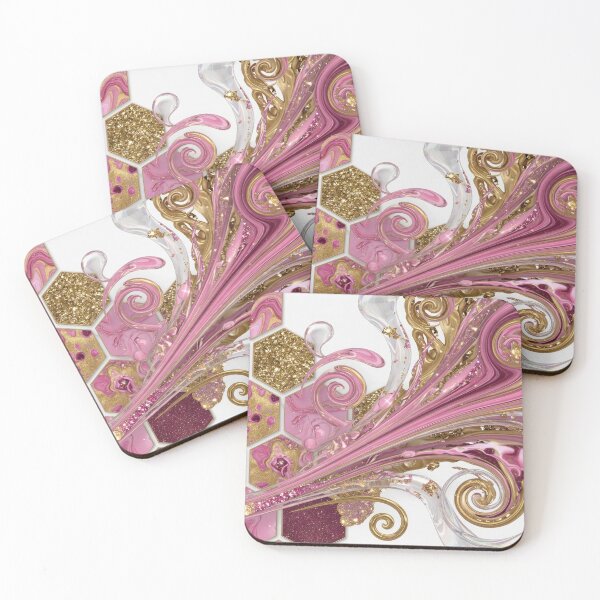 Aperçu de l'œuvre Fresh PINK AND GOLD GLITTER SWIRLS créée et vendue par dazzlemakers.