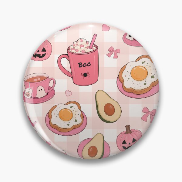 Item preview, Pink Halloween Breakfast Ghost Pattern designed and sold by ArtisticInks.