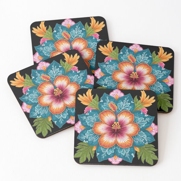 Item preview, Hibiscus Folk Embroidery Mandala Clipart Collection 24 designed and sold by PlayPlearnZone.