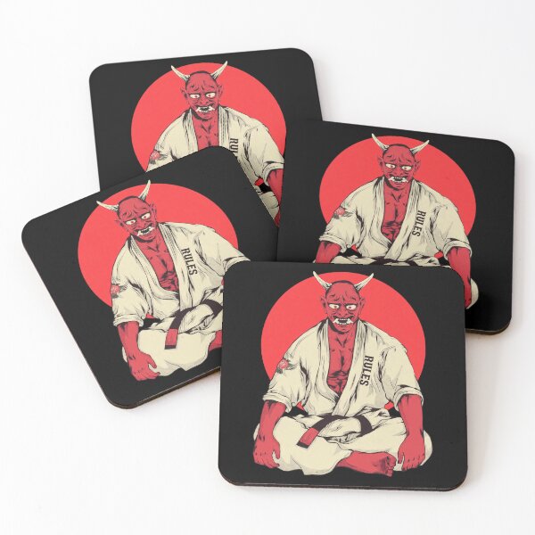 Item preview, red oni martial arts meditating demon designed and sold by Eadmadgen42.
