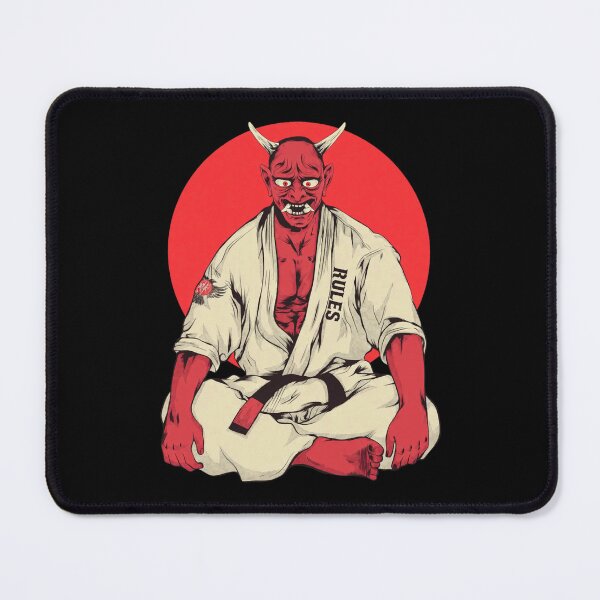 Item preview, red oni martial arts meditating demon designed and sold by Eadmadgen42.