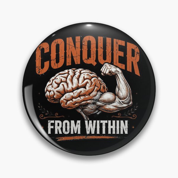Aperçu de l'œuvre Conquérir de l'intérieur - Motivation vintage pour la salle de sport Brain Muscle Flex Orange ? créée et vendue par TeeMint5.