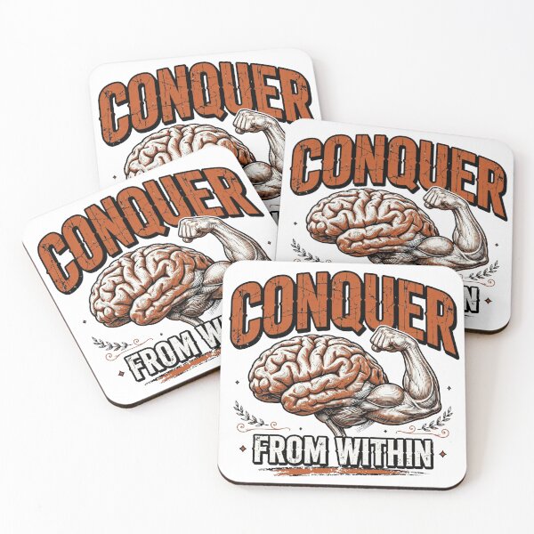 Item preview, Conquer From Within - Brain Muscle Flex Vintage Gym Motivation Orange ? designed and sold by TeeMint5.