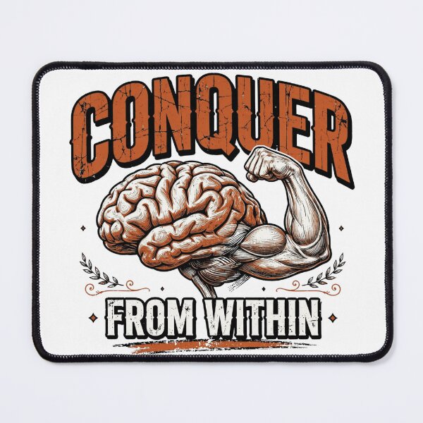 Item preview, Conquer From Within - Brain Muscle Flex Vintage Gym Motivation Orange ? designed and sold by TeeMint5.