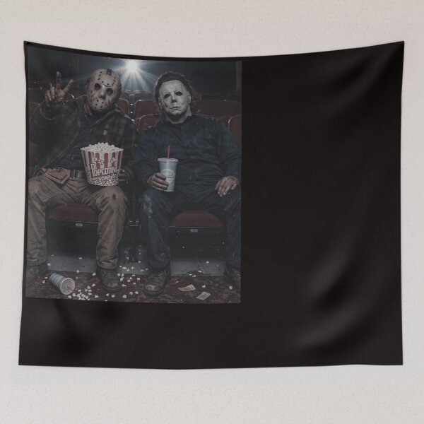 Item preview, Michael Myers Tshirts And Jason Voorhees Sitting In Cinema Halloween designed and sold by Hydlaaksmndriss.