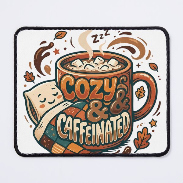 Item preview, Cozy and Caffeinated Funny Retro Autumn Coffee Lover Tee designed and sold by SivaStudios.