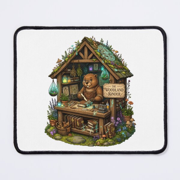 Item preview, The Woodland Binder | Beaver Bookbinder | Enchanted Book Workshop | Fantasy Bookbinding | Cottagecore Library | Magical Bookmaker Gift designed and sold by MrDev.