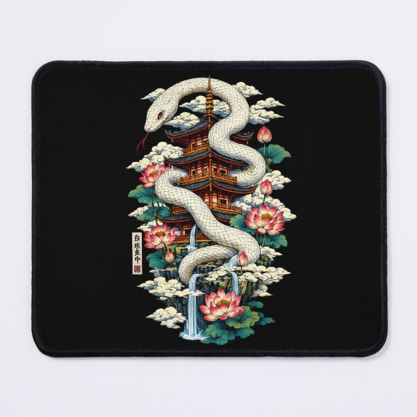 Item preview, The Deity of the Eternal Serpent – Japanese Ukiyo-e White Snake Pagoda Fantasy Art designed and sold by Substance_life.
