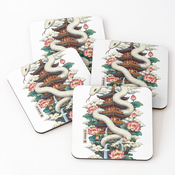 Item preview, The Deity of the Eternal Serpent – Japanese Ukiyo-e White Snake Pagoda Fantasy Art designed and sold by Substance_life.