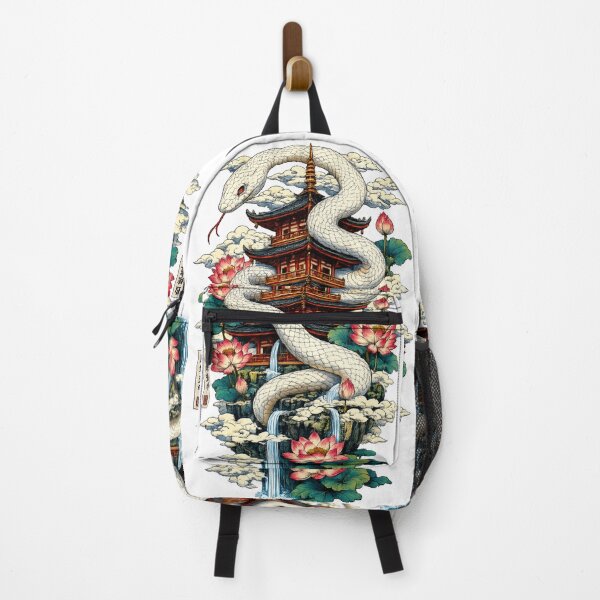 Item preview, The Deity of the Eternal Serpent – Japanese Ukiyo-e White Snake Pagoda Fantasy Art designed and sold by Substance_life.